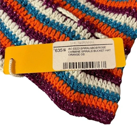 Rose Carmine NWTmulti coloured stripedCrochet Summerhand knit Bucket Hat